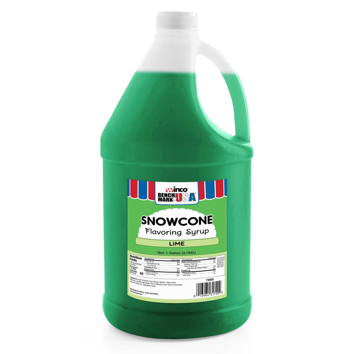 72005CS - BenchmarkUSA Snow Cone Syrup, Lime, 4 Gallons/Case