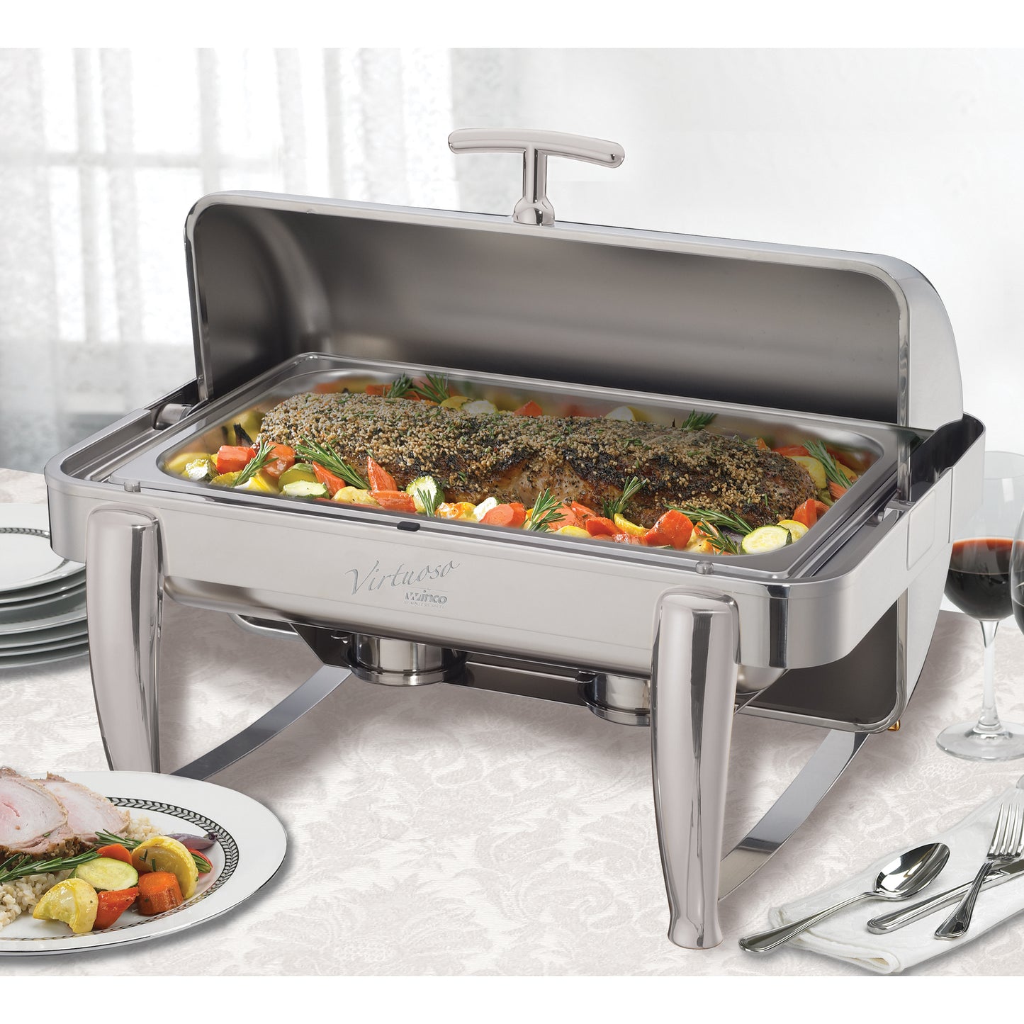 101B - Virtuoso Collection 8 Quart Full-size Roll-Top Chafer, Extra Heavyweight