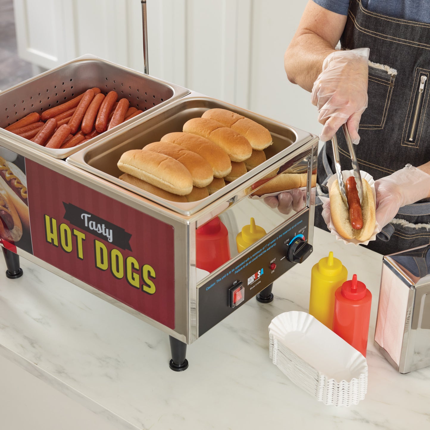 68004CS - BenchmarkUSA Hot Dog Fluted Paper Trays, 3,000 Pieces/Case