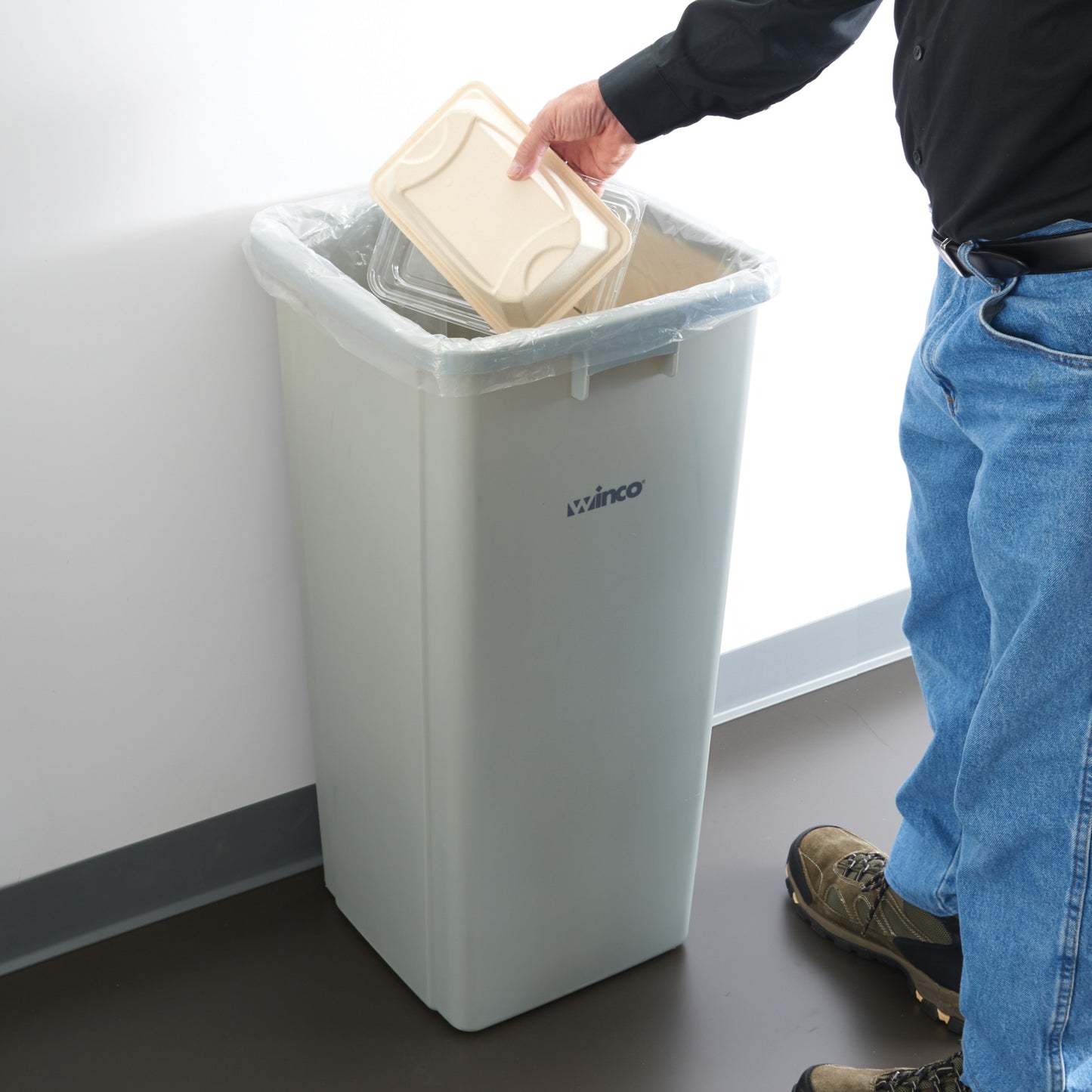 PTCS-23G - Tall Square Trash Can - 23 Gallon, Gray