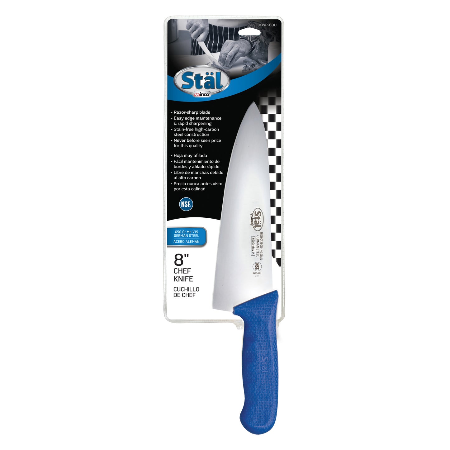 KWP-80U - Stäl 8" Chef's Knife - Blue