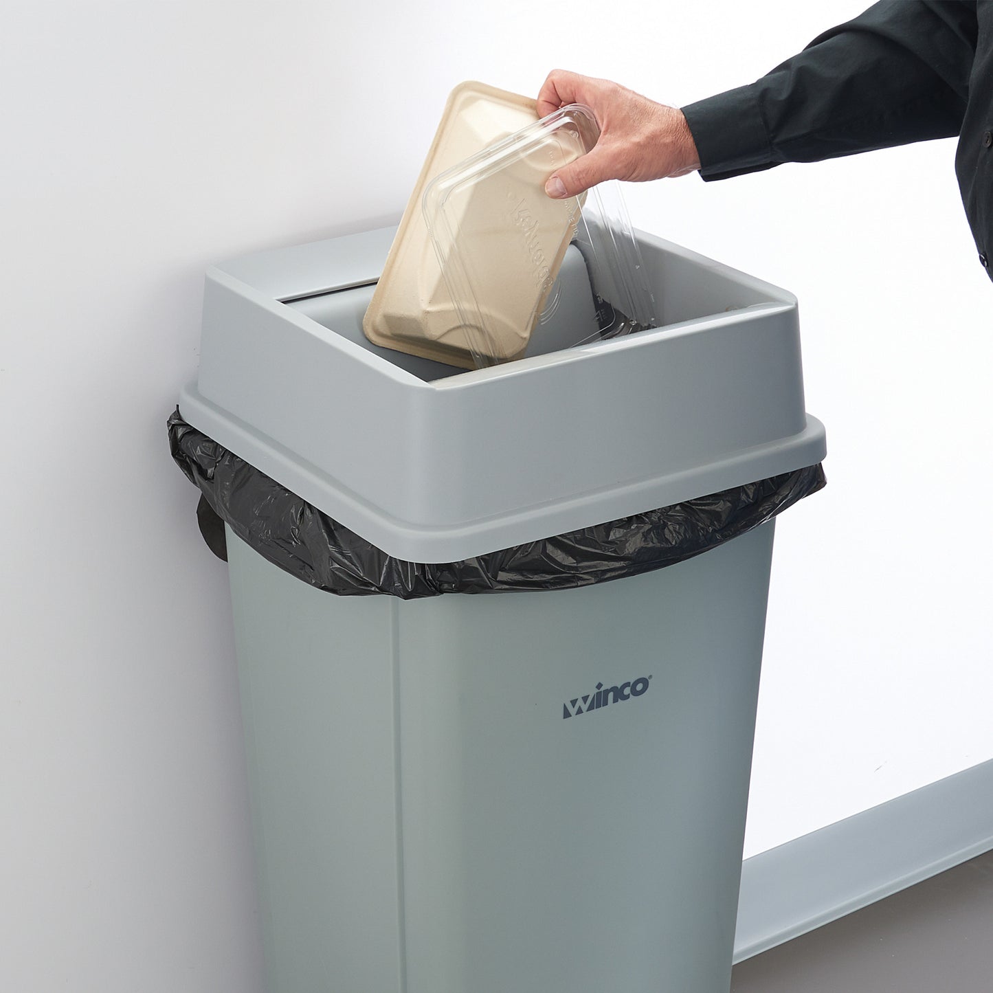 PTCSL-23G - Tall Square Trash Can Lid, Swing - 23 Gallon, Gray