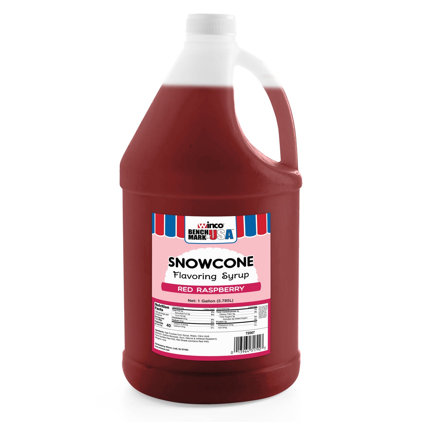 72007CS - BenchmarkUSA Snow Cone Syrup ,Red Raspberry, 4 Gallons/Case