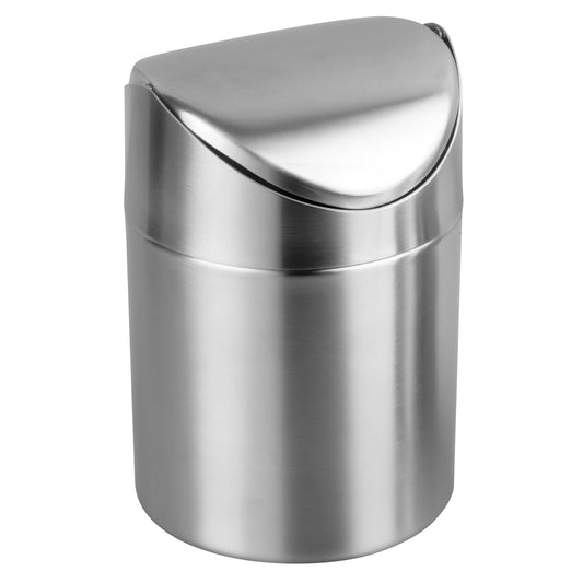 Mini Swing-Lid Waste Can, 4-3/4"Dia x 6"H, Stainless Steel