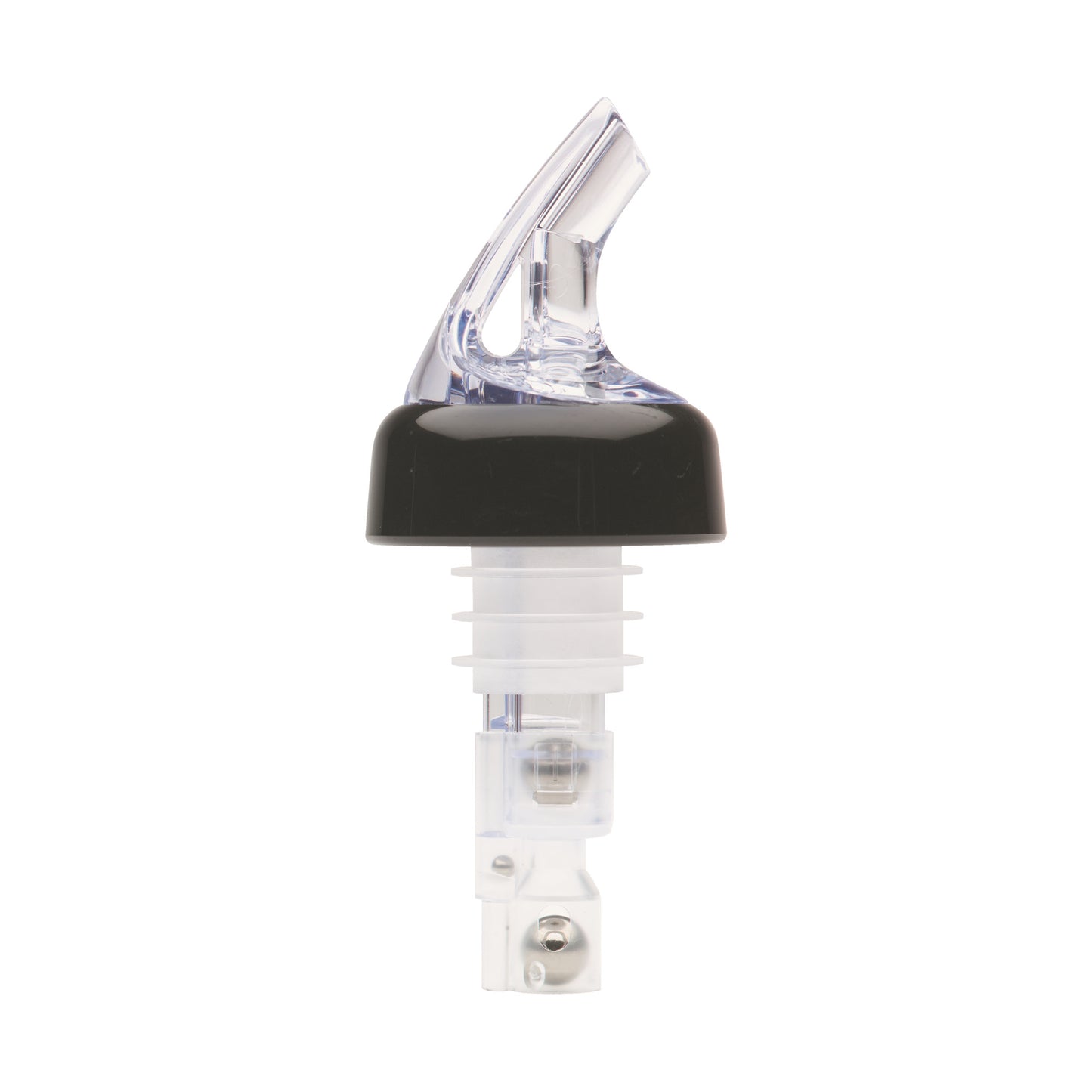 BMP-3125C - Bar Maid 1-1/4 oz "Premium Pour" Measured Pourers, Clear with Black Collar - 12 Pieces/Pack