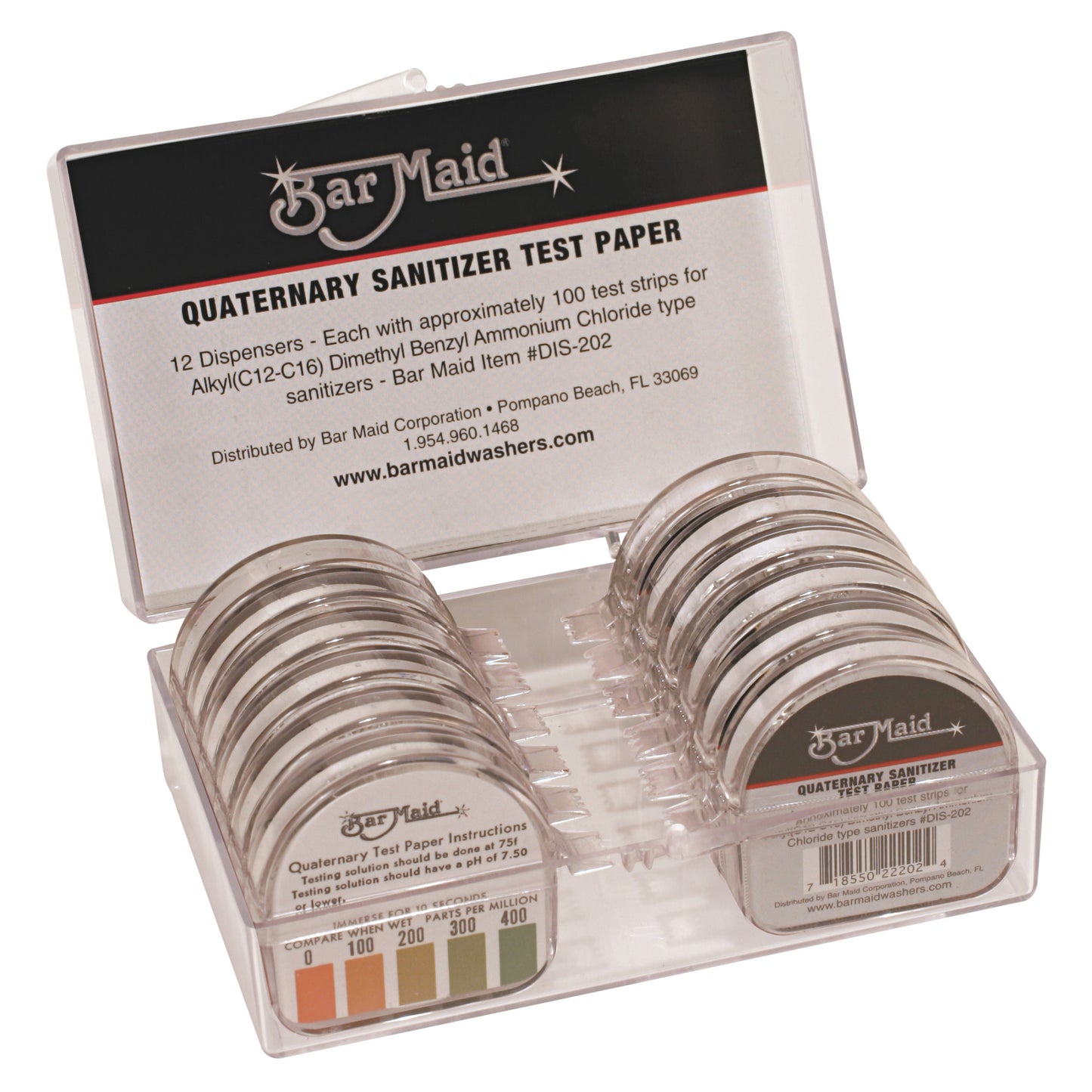 DIS-202 - Bar Maid Quaternary Sanitizer Strips in Dispenser