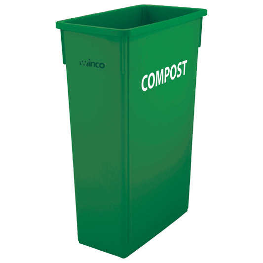 23 Gallon Slender Trash Can, Green, COMPOST