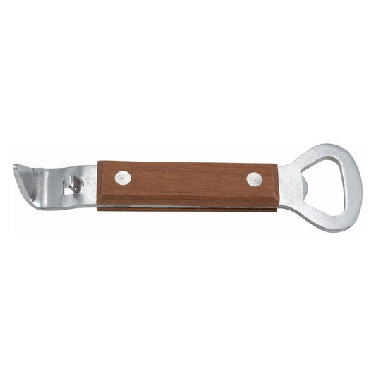 7" Can Tapper/Bottle Opener, Stainless Steel with Wooden Handle
