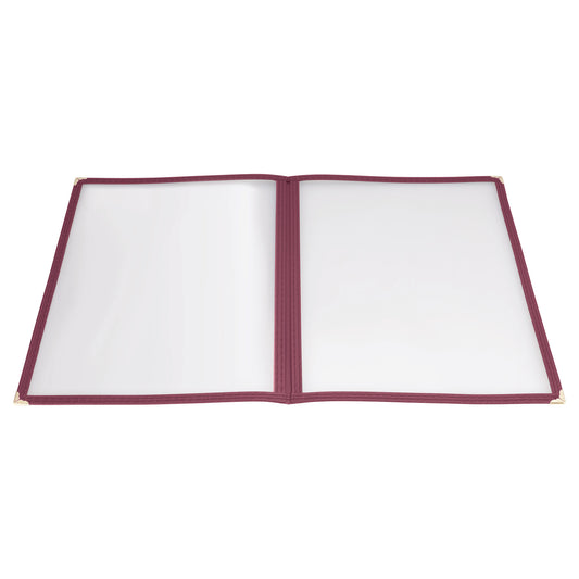 Book-Fold Double Panel Menu Cover - Burgundy, 9-9/16 x 15