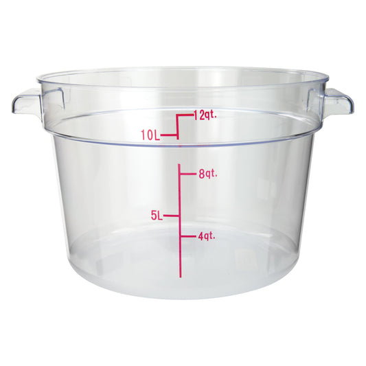 Round Storage Container, Clear Polycarbonate - 12 Quart