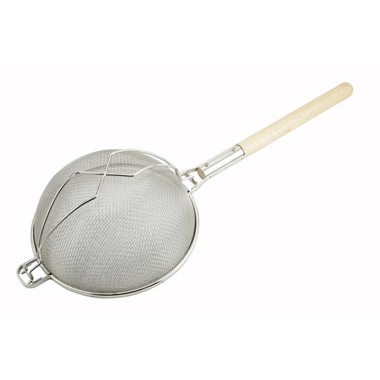 12" Reinforced Double Mesh Strainer with Round Handle