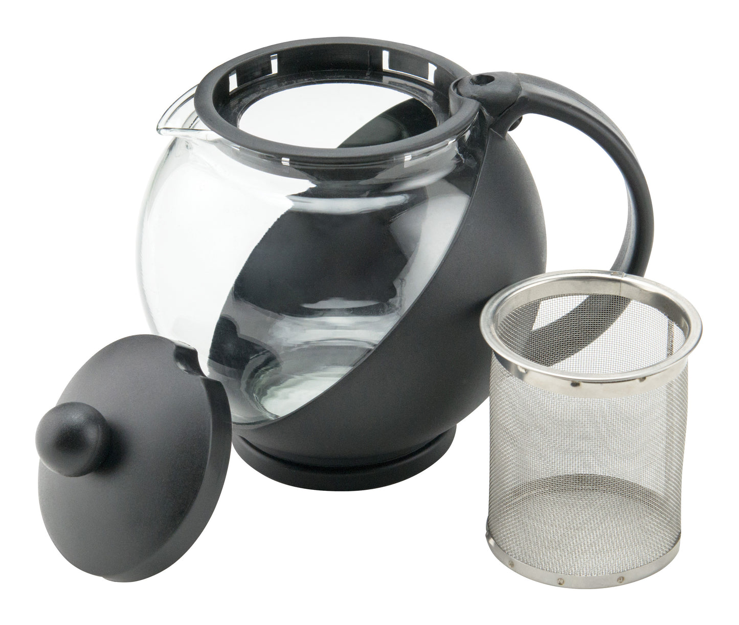 25 oz Glass Teapot with Infuser Basket, Black