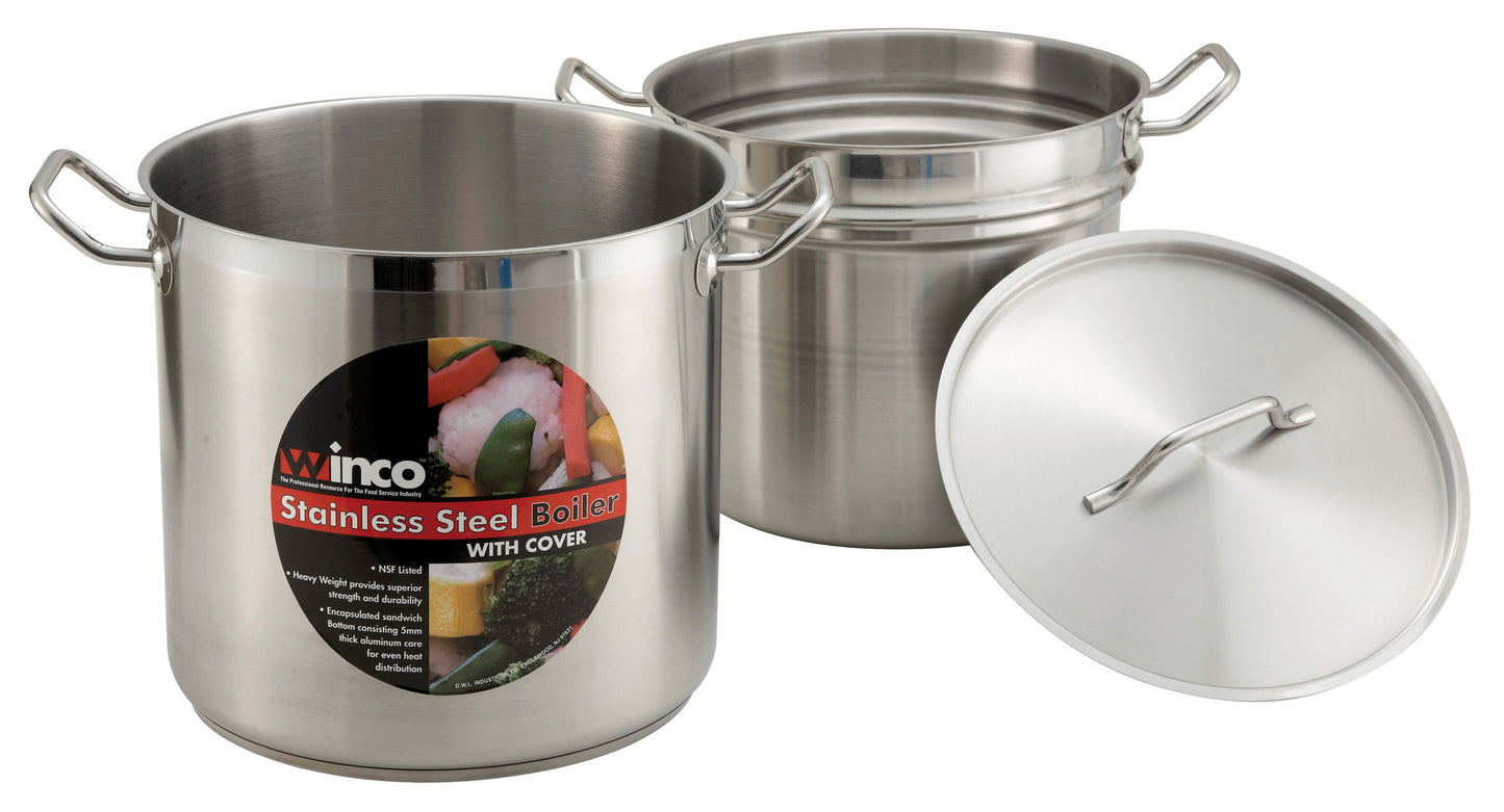 Stainless Steel Double Boiler with Cover - 16 Quart