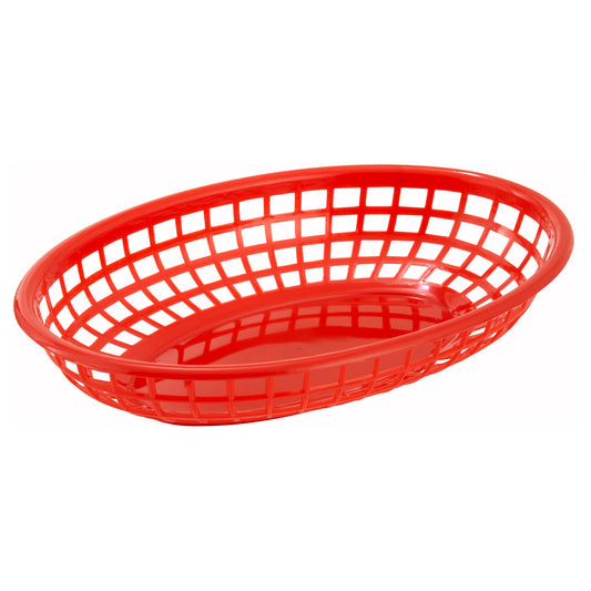 Oval Fast Food Basket, 9-1/2" x 5" x 2" - Red