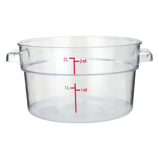 Round Storage Container, Clear Polycarbonate - 2 Quart