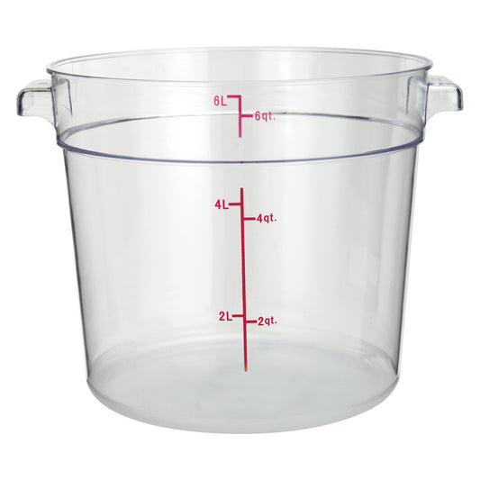 Round Storage Container, Clear Polycarbonate - 6 Quart