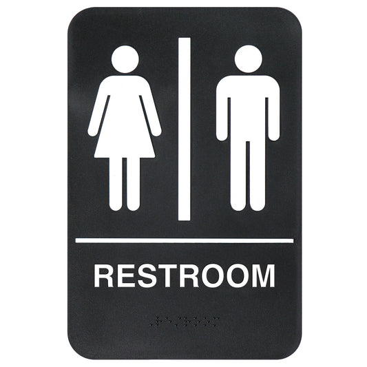 Information Signs with Braille, 6"W x 9"H - Restroom