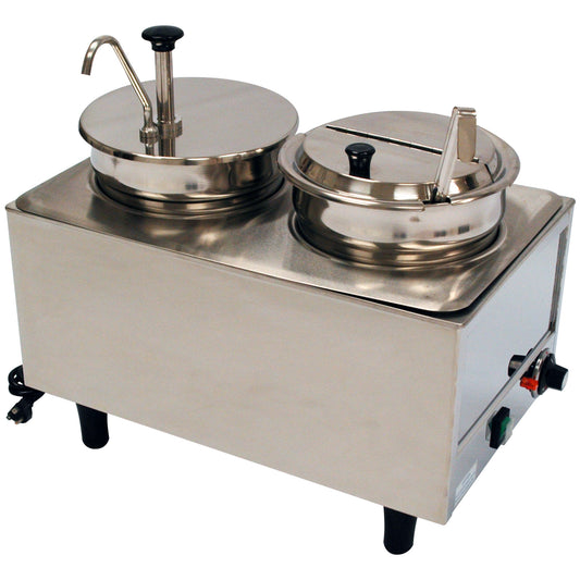 BenchmarkUSA Dual-Well Food Warmer - 1 Pump, 1 Ladle, 1 Lid