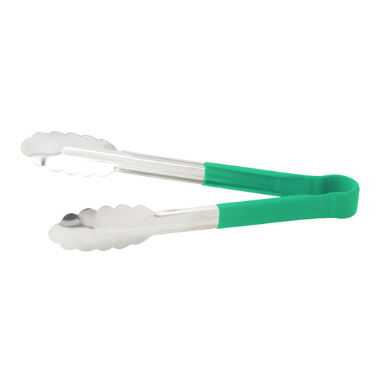 UTPH-9G - Heat Resistant Heavy-Duty Utility Tongs with Polypropylene Handle - 9", Green