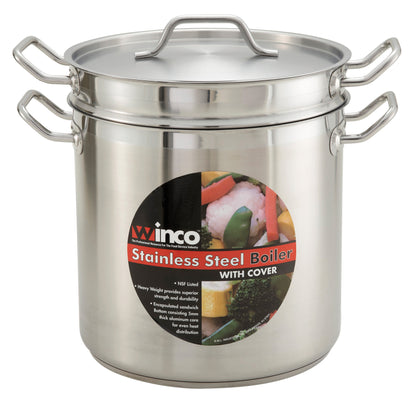 Stainless Steel Double Boiler with Cover - 8 Quart