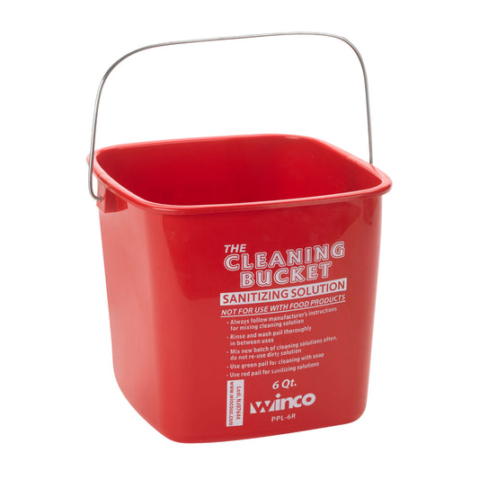 Cleaning Bucket - Red Sanitizing, 6 Quart