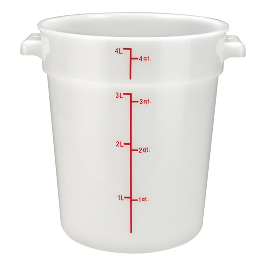 PPRC-4W - Round Storage Container, White, Polypropylene - 4 Quart