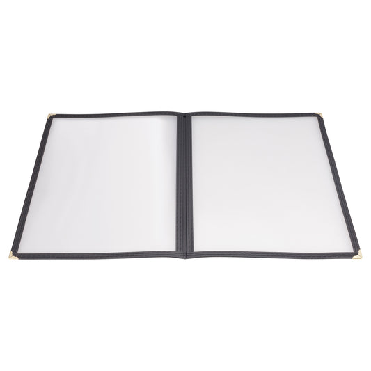 Book-Fold Double Panel Menu Cover - Black, 9-3/8 x 12-1/8