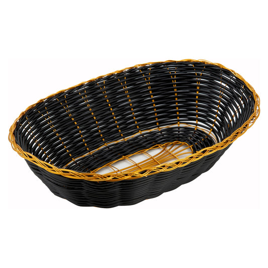 Black and Gold Poly Woven Basket - Oval