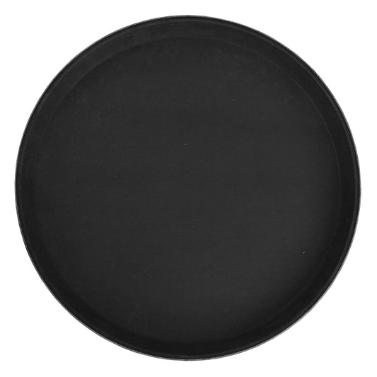 Deluxe Fiberglass Tray, Non-slip, Round - 16", Black