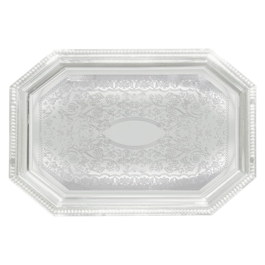 Chrome-Plated Serving Tray - Octagonal, 17 x 12-1/2