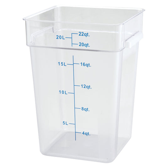 Square Storage Container, Clear Polycarbonate - 22 Quart