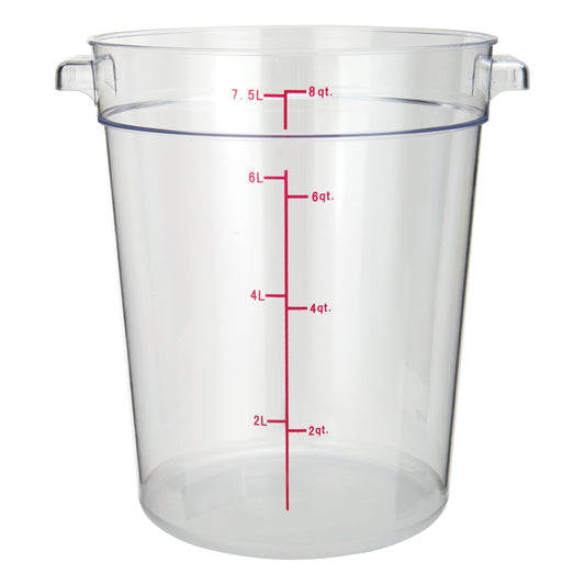Round Storage Container, Clear Polycarbonate - 8 Quart