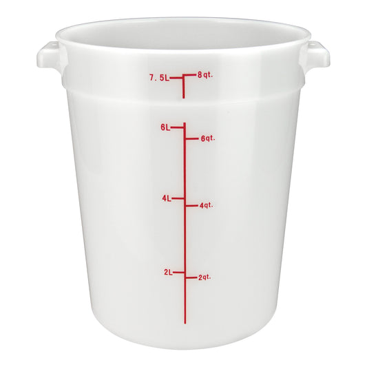 PPRC-8W - Round Storage Container, White, Polypropylene - 8 Quart