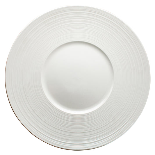 12-1/8"Dia. Porcelain Round Plate, Bright White, 12 pcs/case