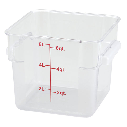 Square Storage Container, Clear Polycarbonate - 6 Quart