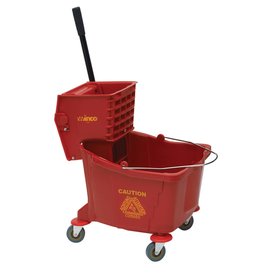 36 Quart Mop Bucket with Side-Press Wringer, Red