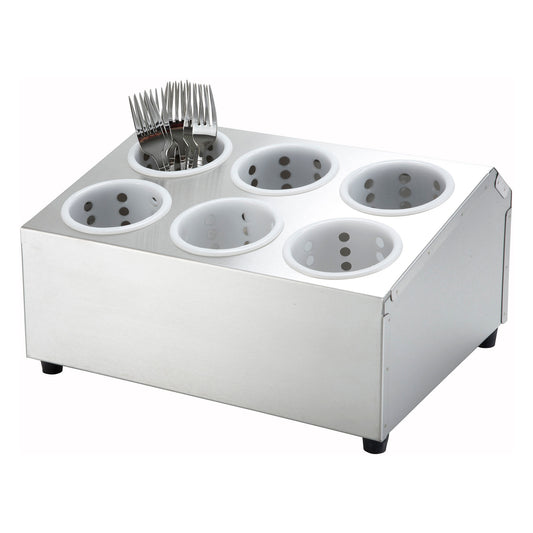Stainless Steel Flatware Cylinder Holder, Six Holes