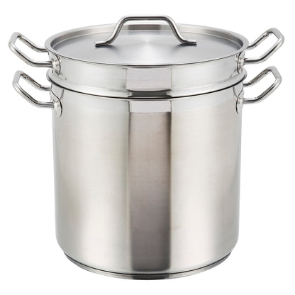 Stainless Steel Double Boiler with Cover - 12 Quart