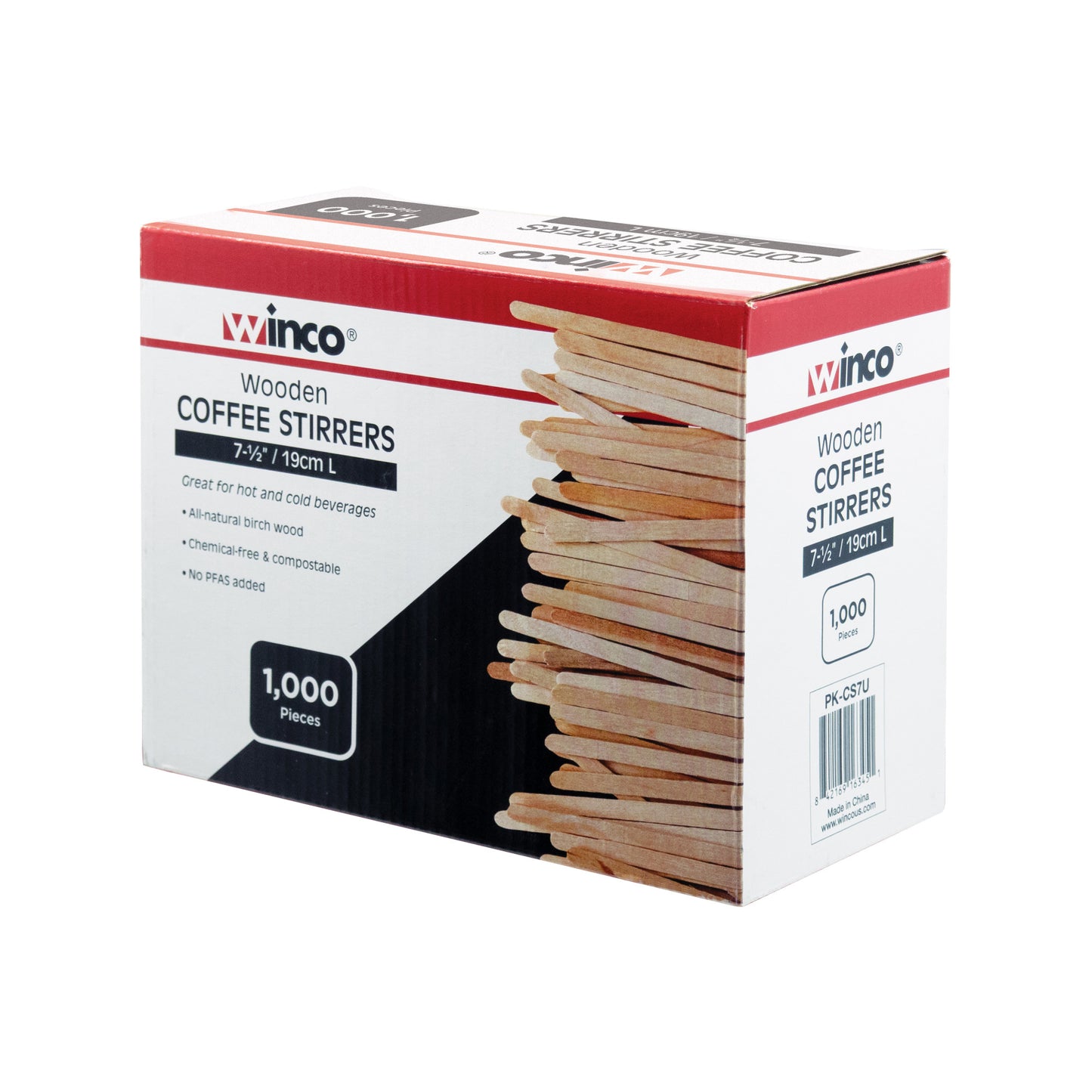 PK-CS7U - Wooden Coffee Stirrers, 7-1/2"L, 1,000 Pieces