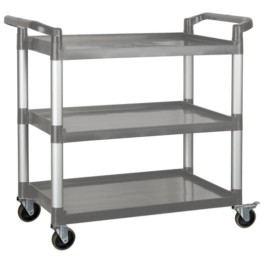 3-Tier Utility Carts with Brakes - Gray, 40-3/4L x 19-1/2W x 37-3/8H