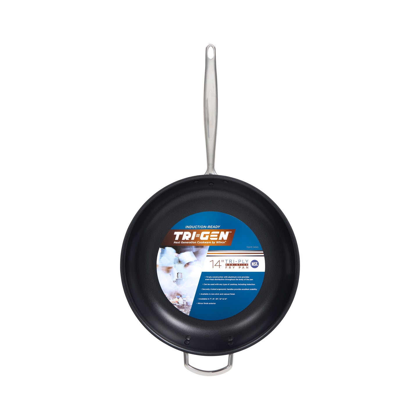 TGFP-14NS - Tri-Gen Tri-Ply Stainless Steel Fry Pan, Non-Stick - 14" Dia