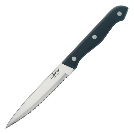 Solid POM Handle Steak Knife, 5" Blade, Pointed Tip