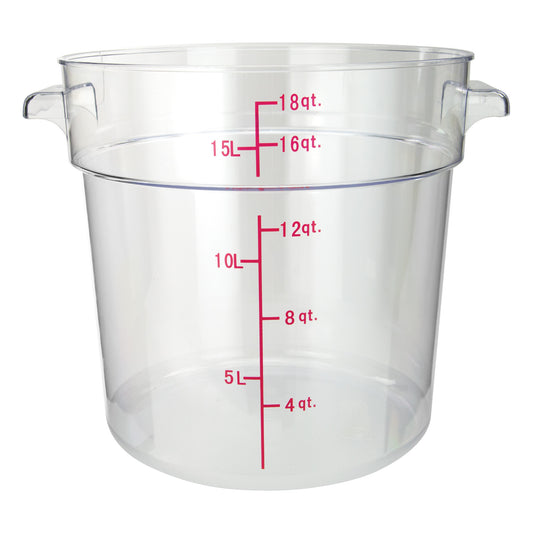 Round Storage Container, Clear Polycarbonate - 18 Quart