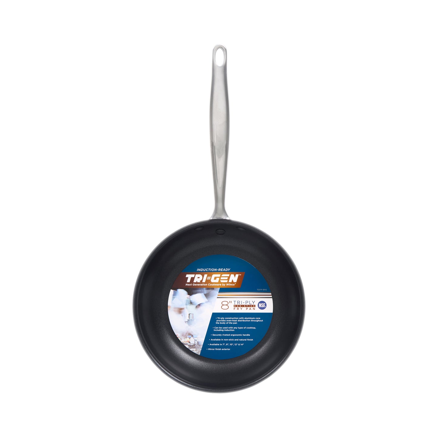 TGFP-8NS - Tri-Gen Tri-Ply Stainless Steel Fry Pan, Non-Stick - 8" Dia