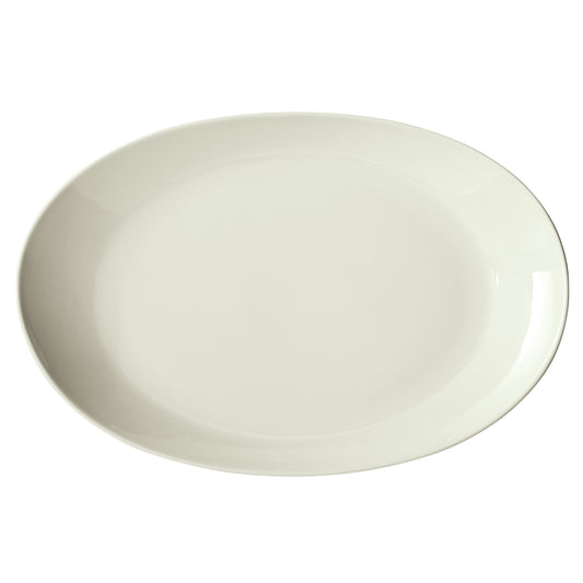 OKP-125PL-AW - Brechia Porcelain Coupe Oval Platter, 12-1/2"L x 9"W x 1-3/4"H - American White (12 Pieces/Case)