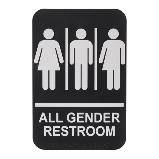 Information Signs with Braille, 6"W x 9"H - All Gender Restroom