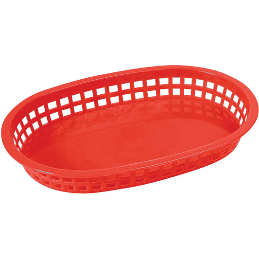 Oval Platter Baskets, 10-3/4" x 7-1/4" x 1-1/2" - Red