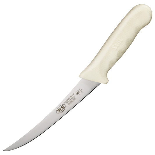 6" Boning Knife, White PP Hdl, Curved