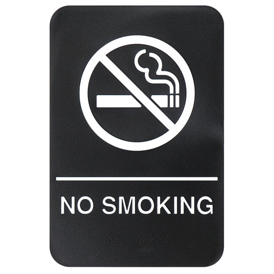 Information Signs with Braille, 6"W x 9"H - No Smoking