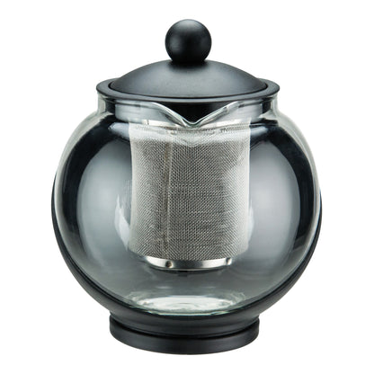 25 oz Glass Teapot with Infuser Basket, Black